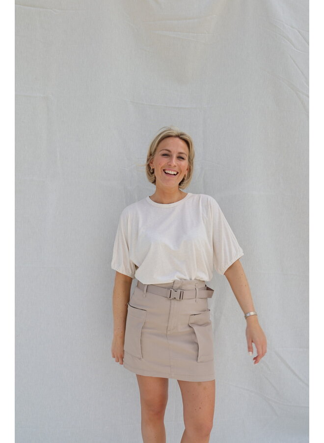 Woven cargo mini skirt light taupe