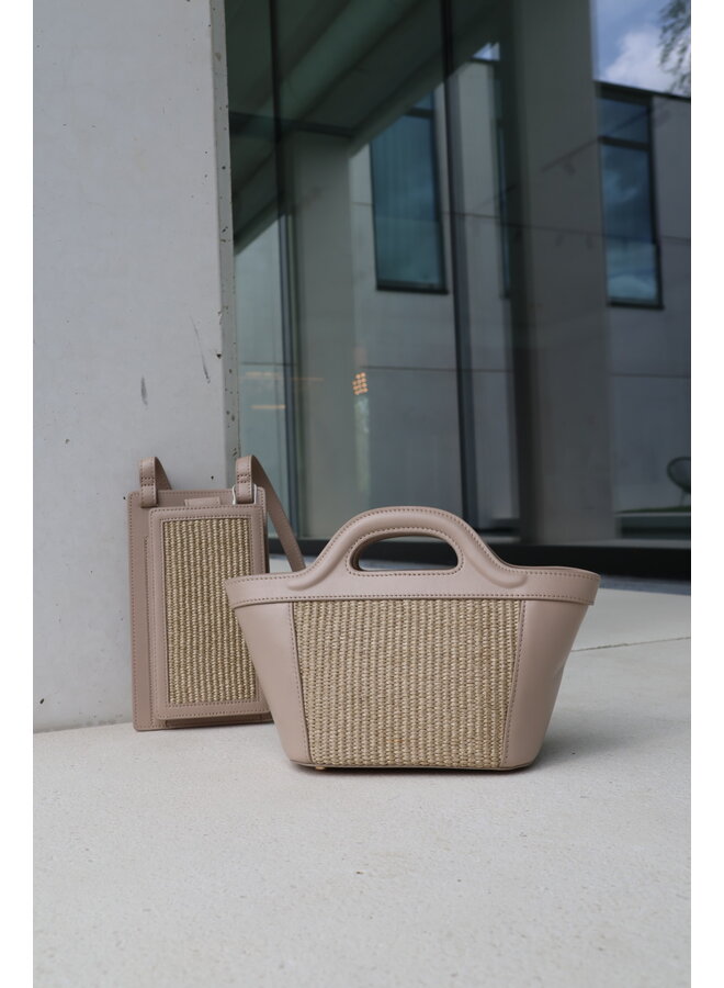 Leather straw small bag