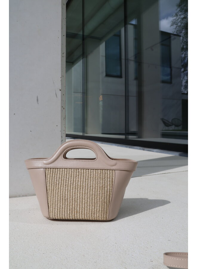 Leather straw small bag