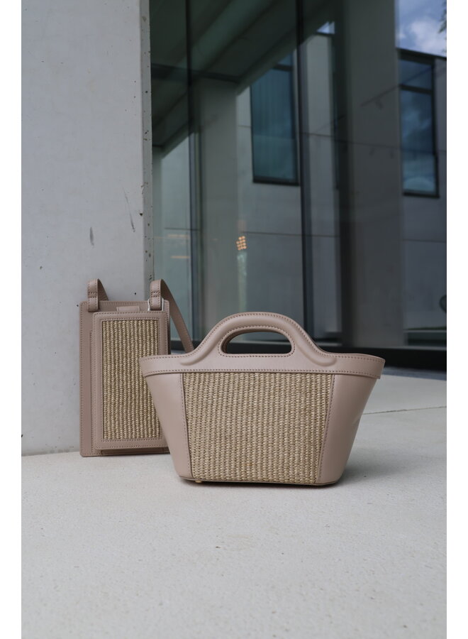 Leather straw iphone bag