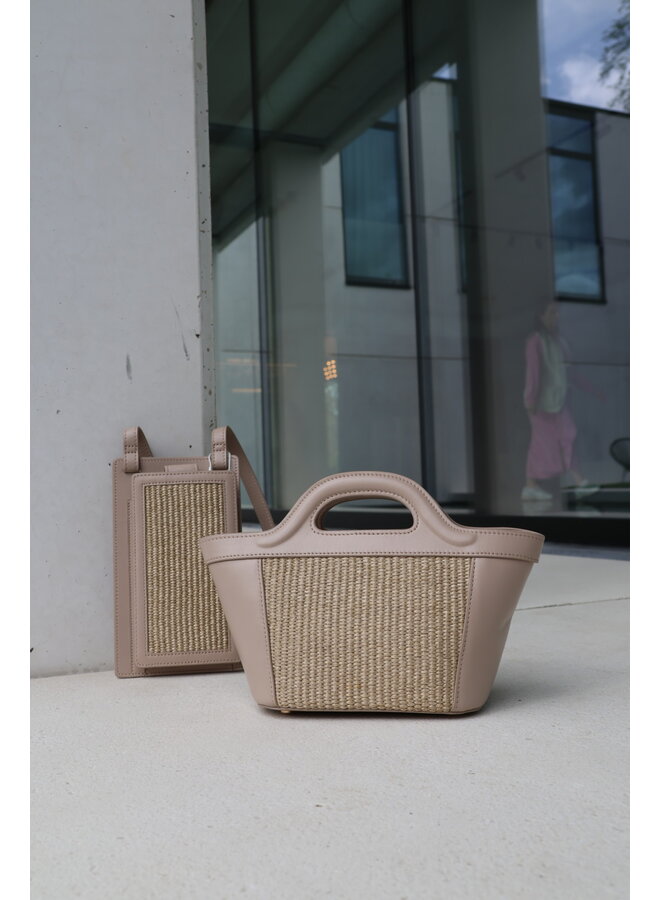 Leather straw iphone bag