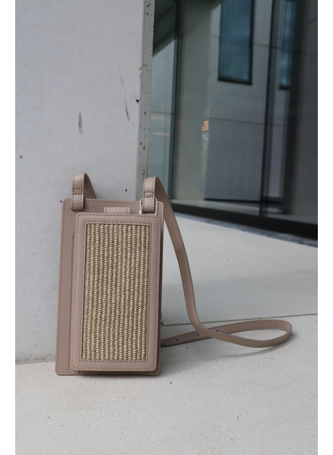 Leather straw iphone bag