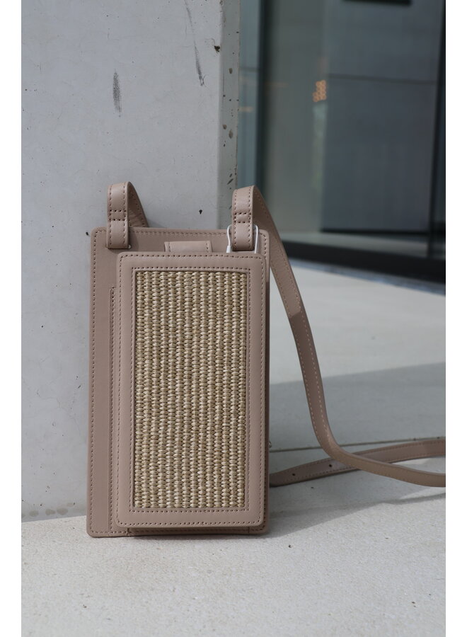 Leather straw iphone bag