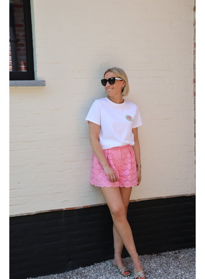 Elle kanten short roze