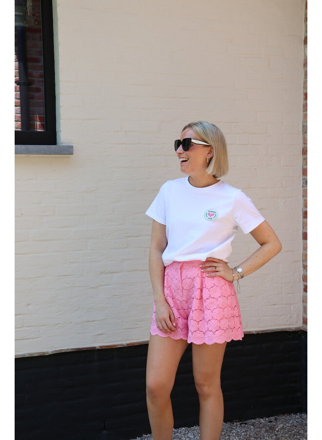 Elle kanten short roze