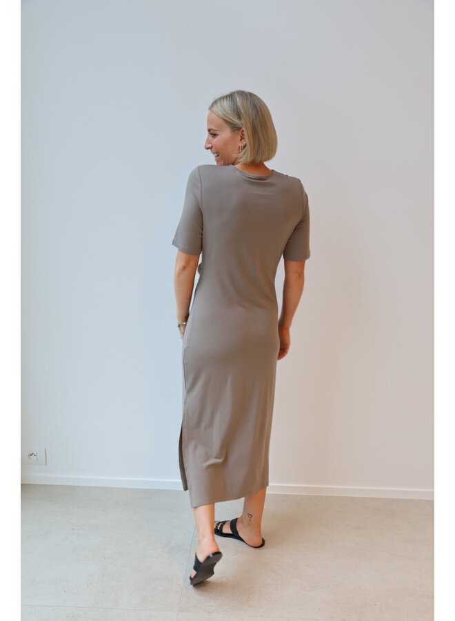 Dress with ring detail taupe