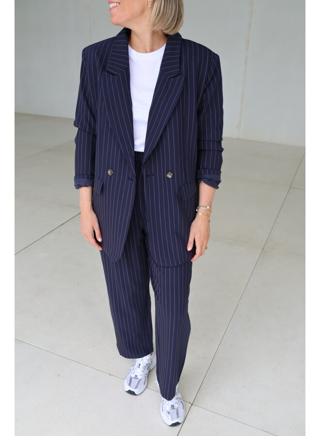 Naomi striped blazer navy