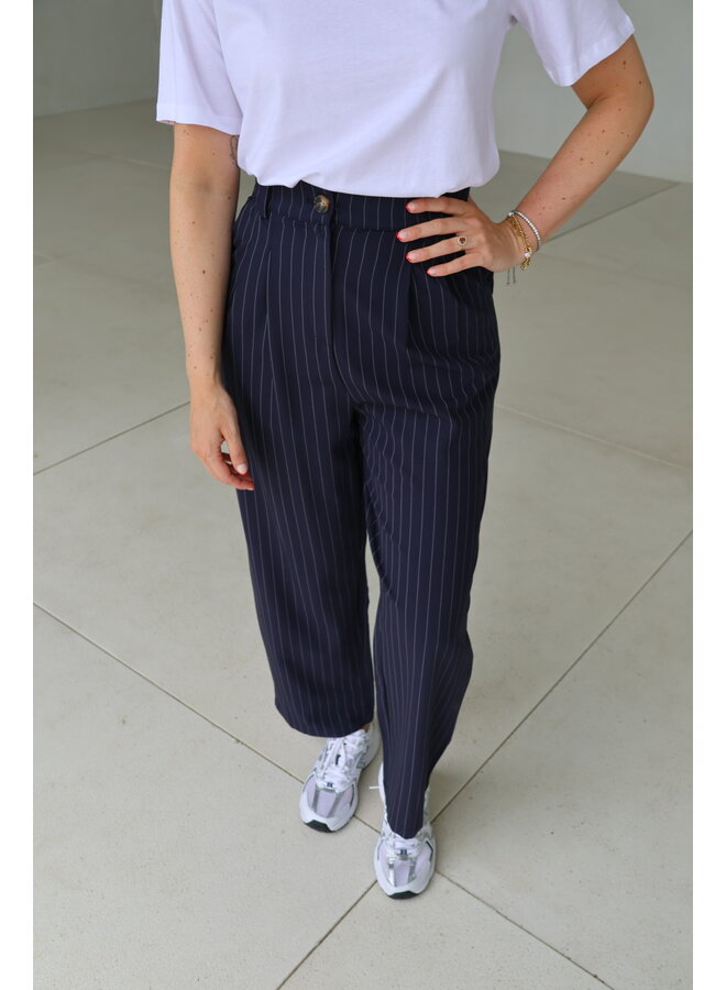 Naomi striped trouser navy