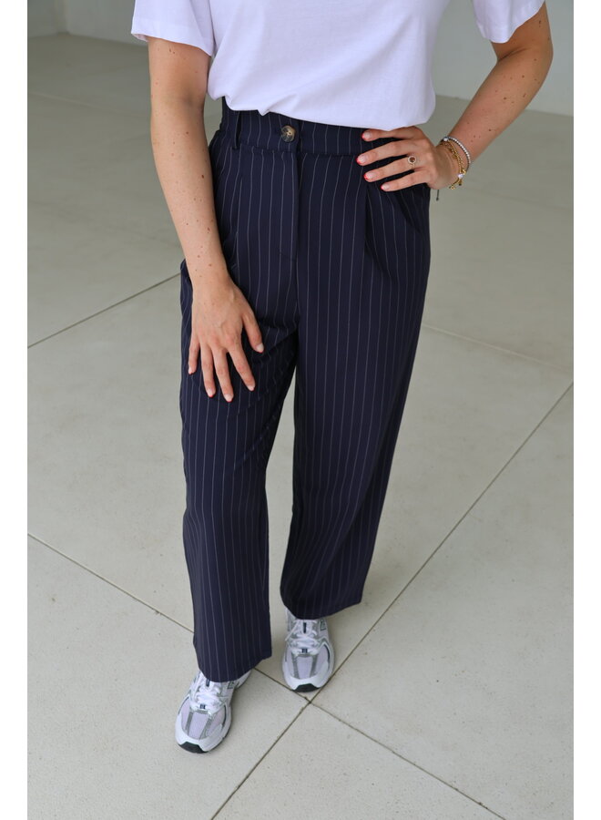 Naomi striped trouser navy