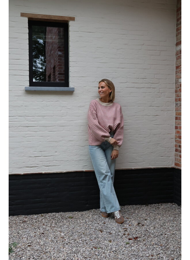 Verana knit pullover grey melange/rosa