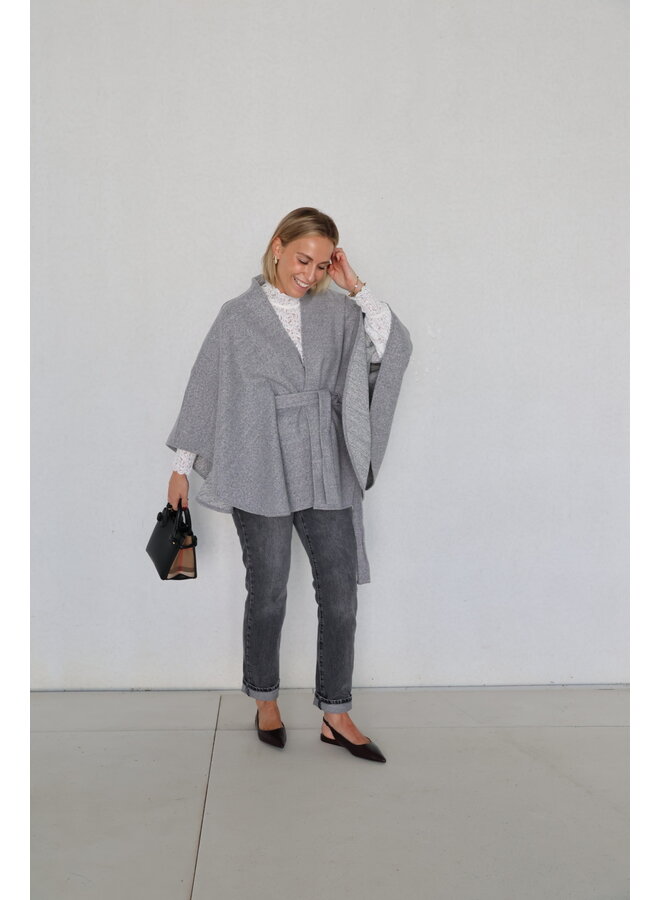 Poncho with strap grey melange