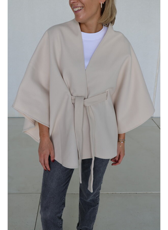 Poncho with strap beige melange