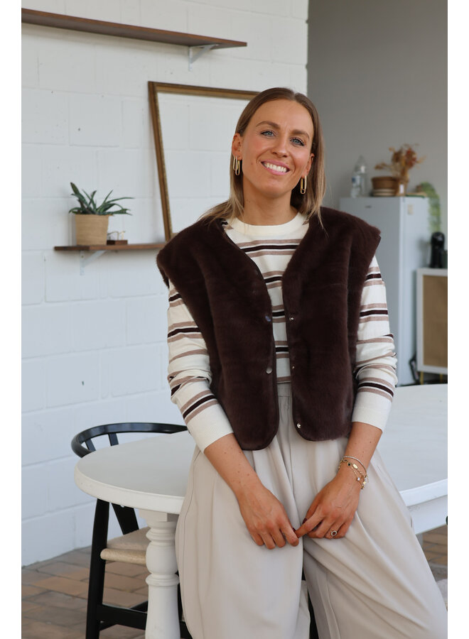 Faux fur vestje choco