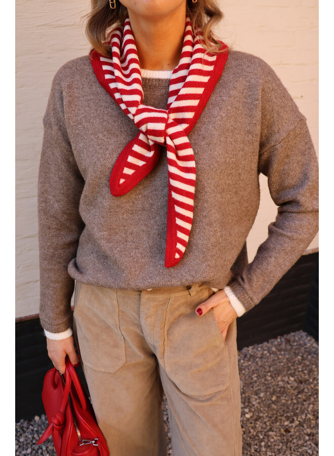 Eliza striped scarf rood/wit
