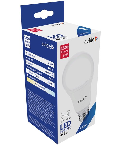 Avide LED Lamp Peer G70 18W E27 DL 6400K
