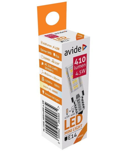 Avide LED Lamp 4.5W JD E14 220° Koel Wit 4000K