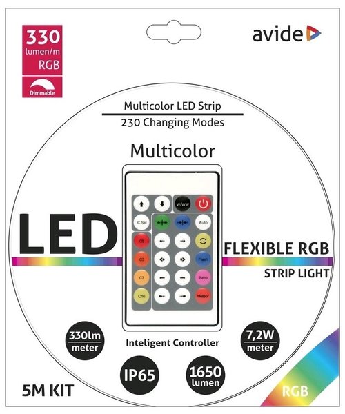 Avide LED Strip 12V 7.2W SMD5050 30LED RGB 5 5m + Ctrl