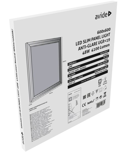 Avide LED Paneel Slim 60x60x1,2cm 48W KoelWit 4000K UGR