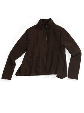 Rundum Quer O-Jacke Brown Herringbone