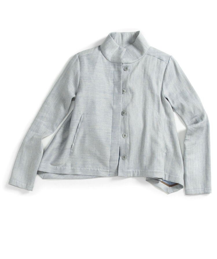 Rundum Quer O-Jacke geknöpft Herringbone