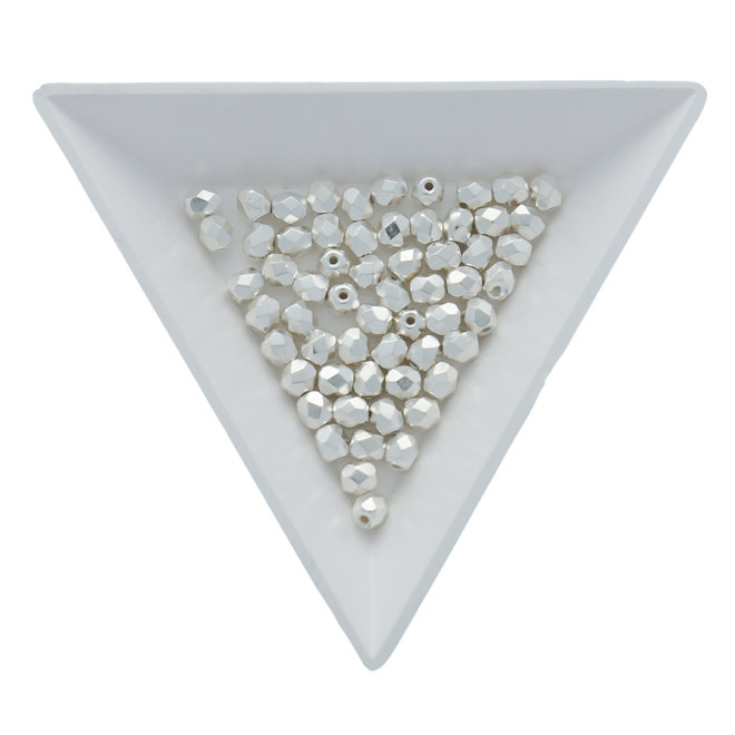 Fire polished 4 mm perles en verre - Silver Plate