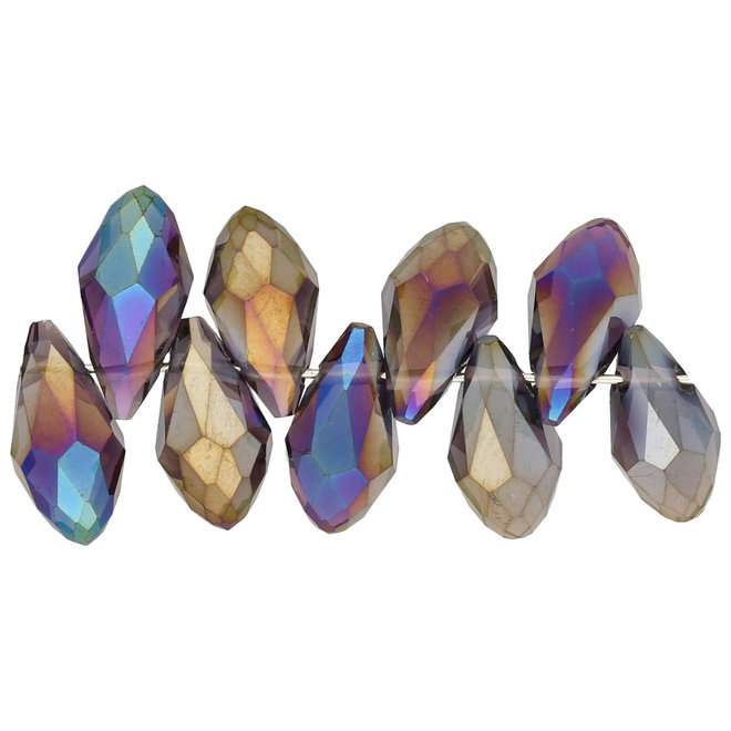 Briolettes en verre avec trou latéral 12x6 mm – Amethyst/Sapphire
