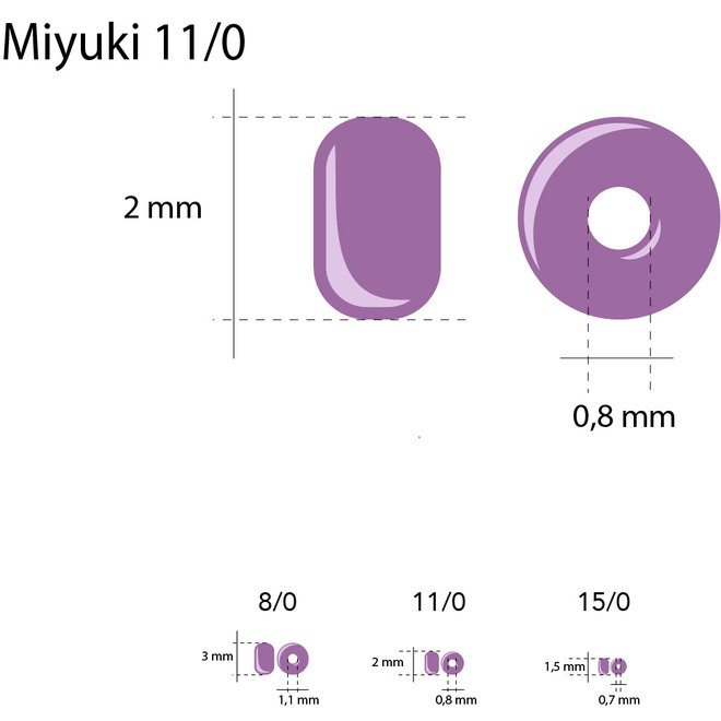 Perles de rocaille Miyuki 11/0 – Shell Pink Luster
