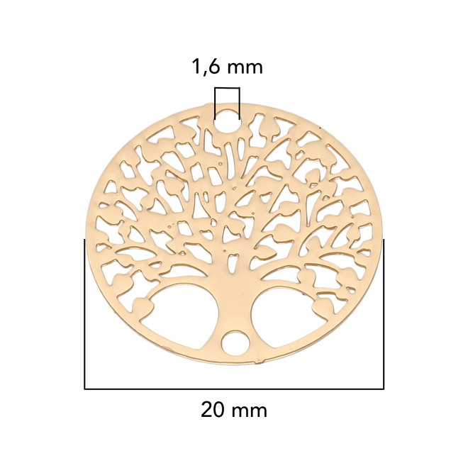 Filigranes Verbindungselement “Tree of Life” 20 mm - Farbe gold