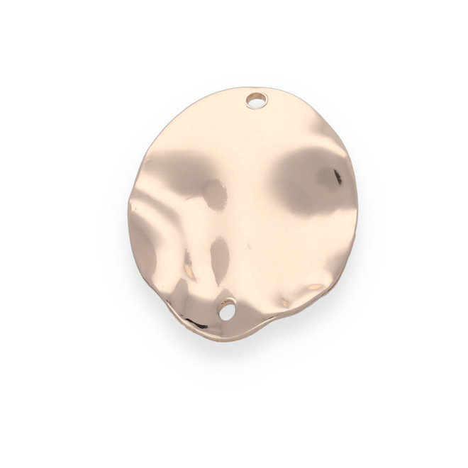 Gehämmertes ovales Verbindungselement - 25 x 20 mm - Farbe Rose Gold