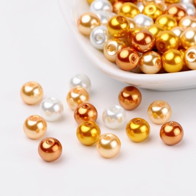 Perles de verre rondes 8 mm - Caramel Mix