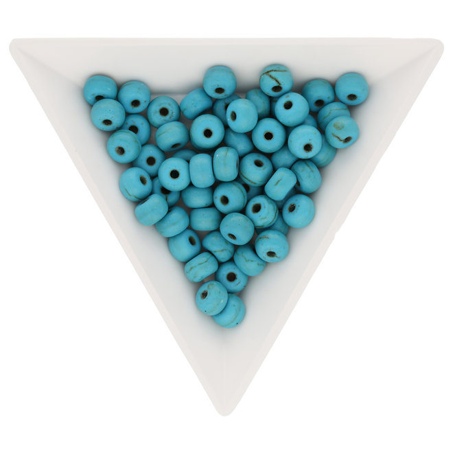 Perle ronde turquoise synthétique – 6x4 mm (env. 95 pcs)