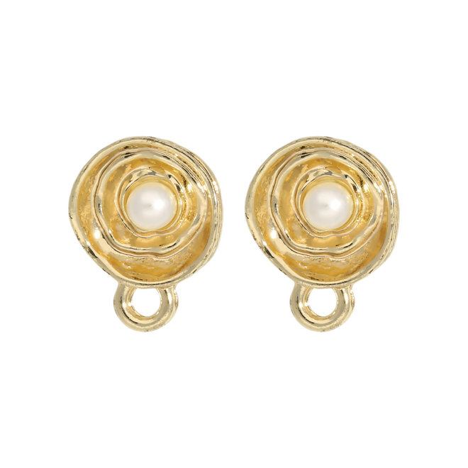 Clous d'oreilles ronds avec perle acrylique – couleur or
