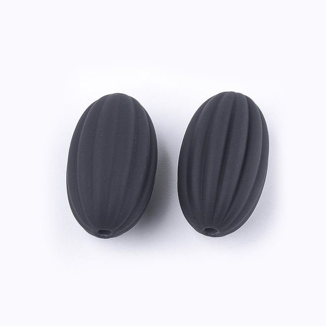Perle ovale ondulée acrylique, style caoutchouc - noir