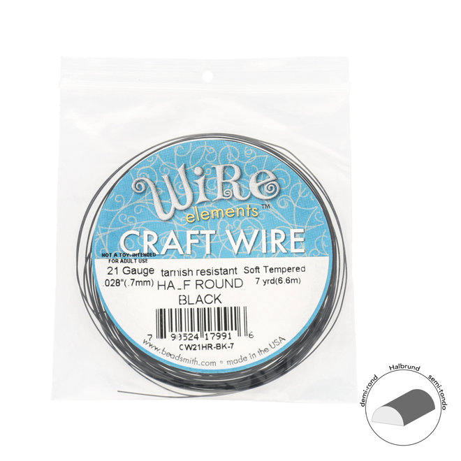 Kupferdraht Halbrund: Wire Elements™ – 21 Gauge – Black Tarnish Resistant