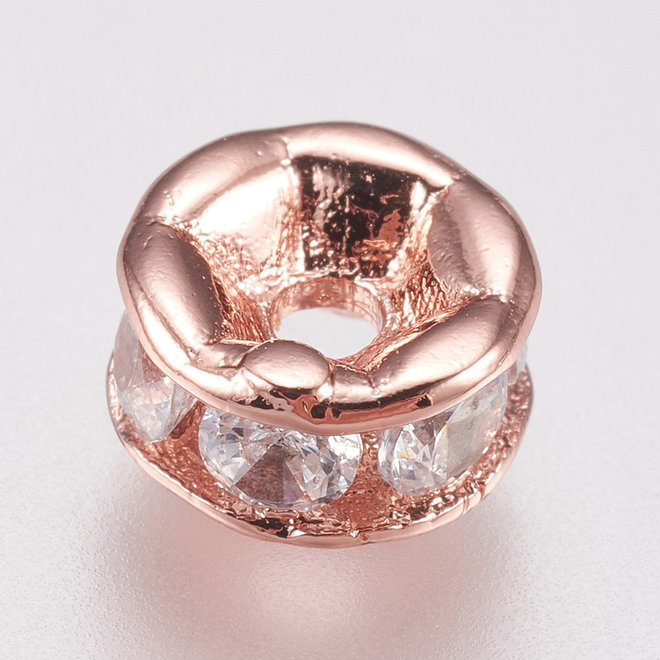 Cubic Zirkonia Spacer Perle – Farbe Rose Gold