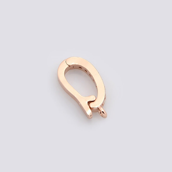 Bélière, attache-pendentifs snap-on - Micro Pavé Cubic Zirconia - or rose