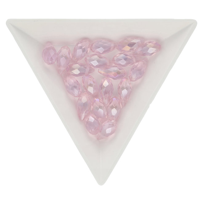 Briolette Glasperlen mit seitlichem Loch - Pink AB