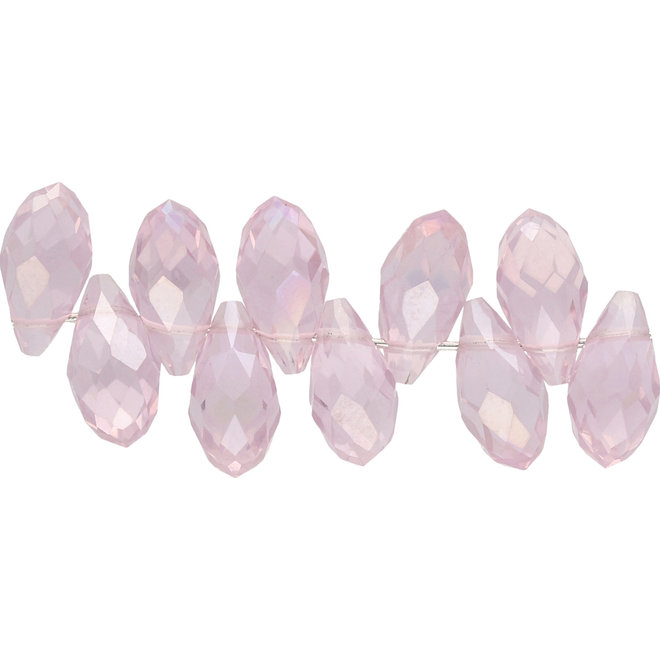 Briolettes en verre avec trou latéral 13x6 mm – Pink AB