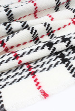 Scarf white with black/red checkered