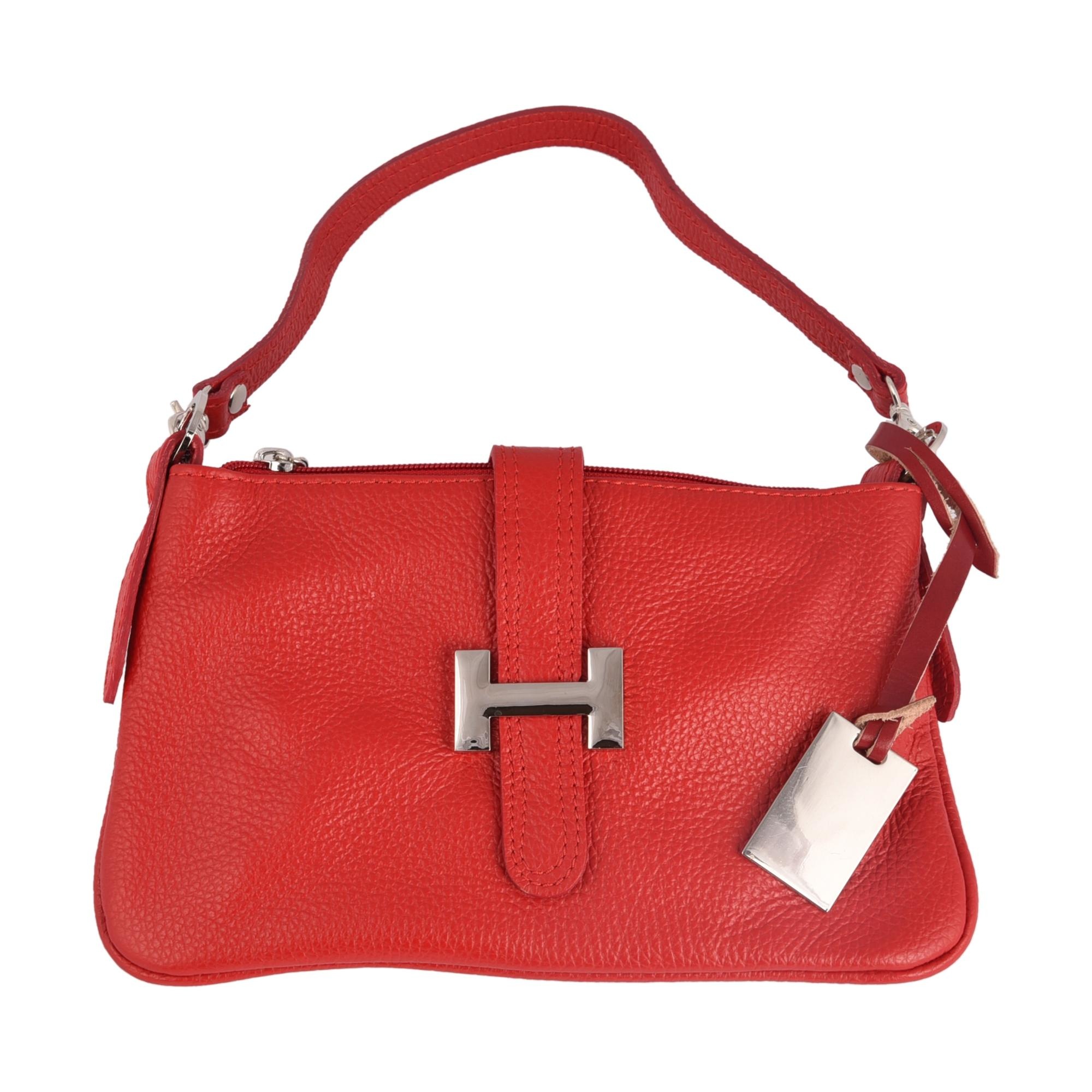Beautiful guinine leather bag with H-buckle in front - TopU-Up