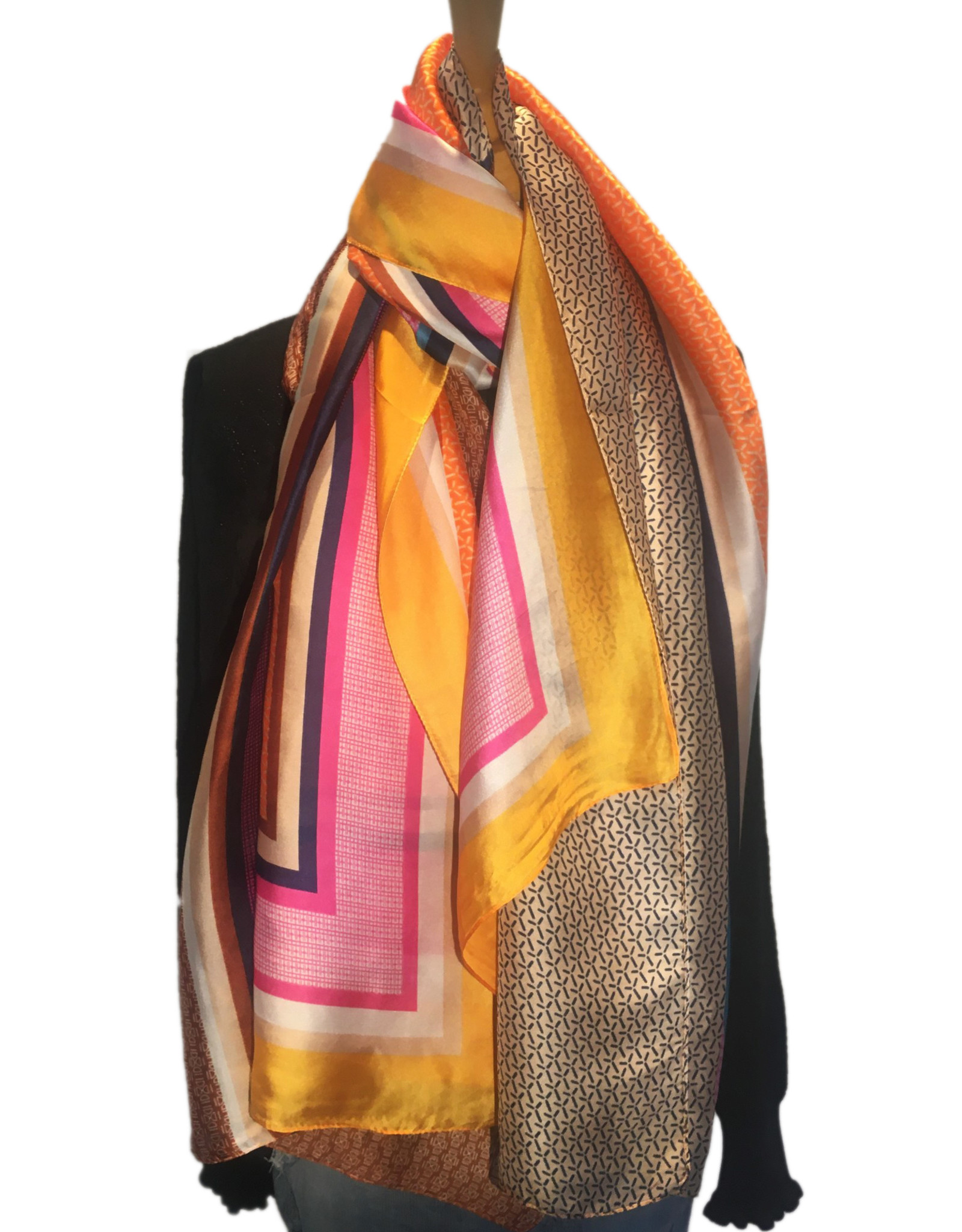 Satijnen colorblocking sjaal