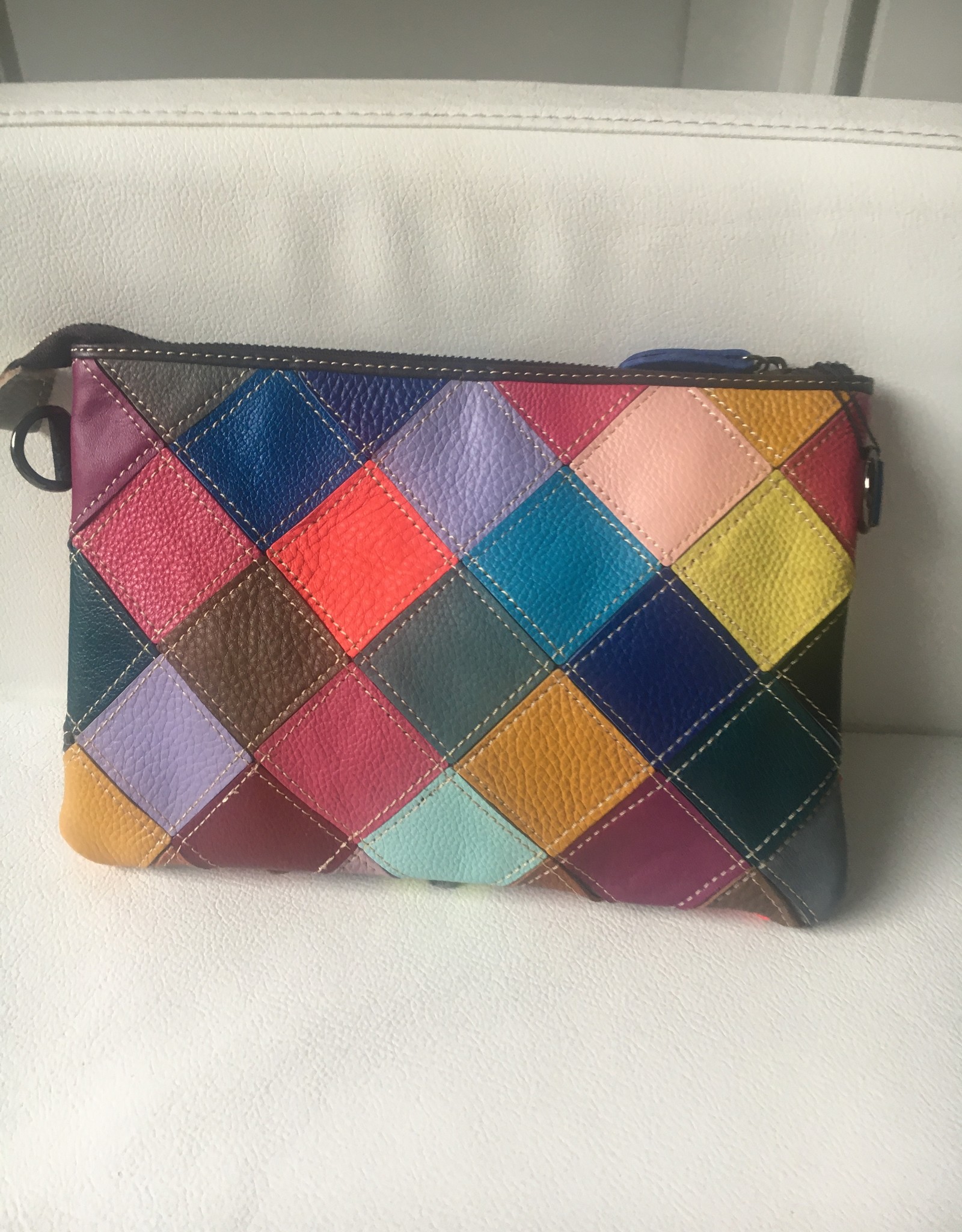 Multicolor  leather clutch with flowers
