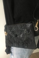 Black clutch with flowers