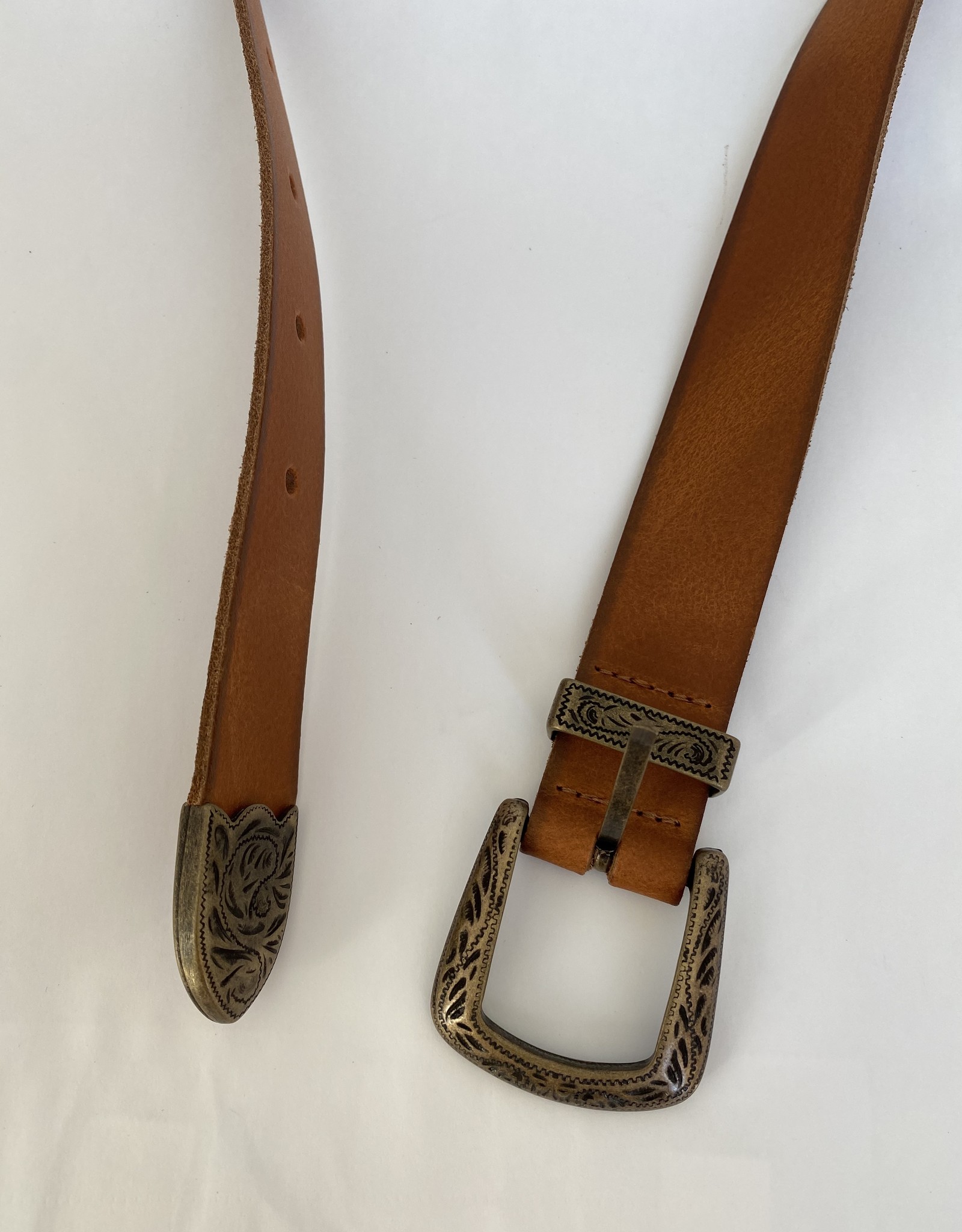 Leather belt camel in cowboy style.
