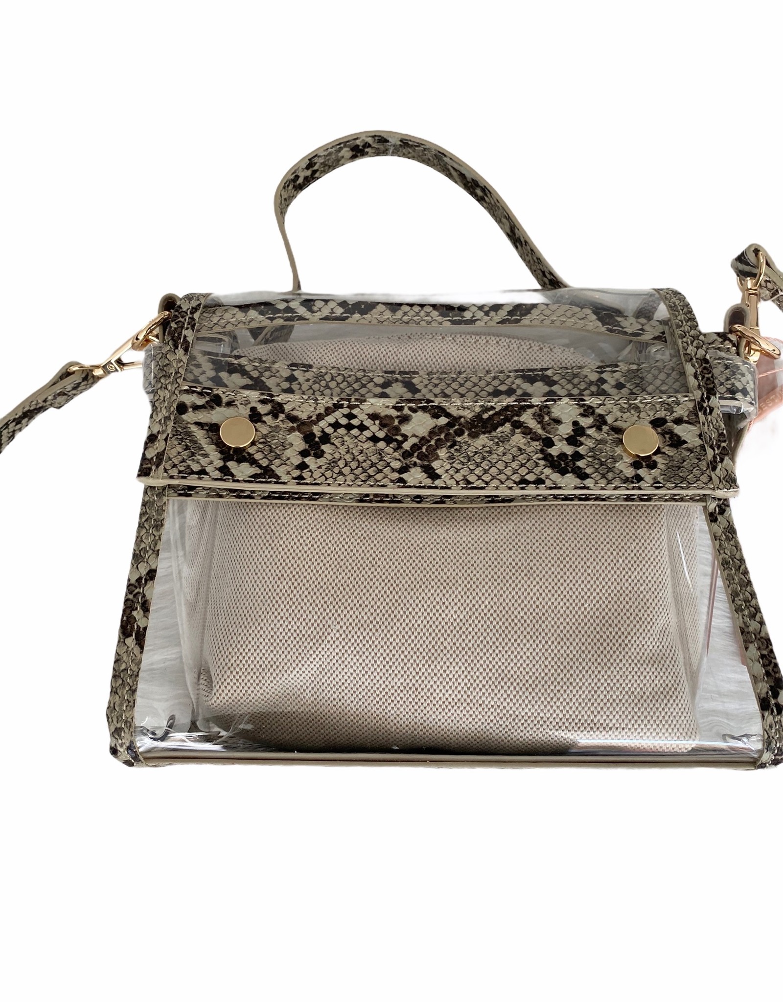 Trendy bag with snakeprint and plastic