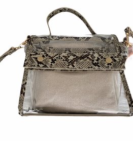 Trendy bag with snakeprint and plastic