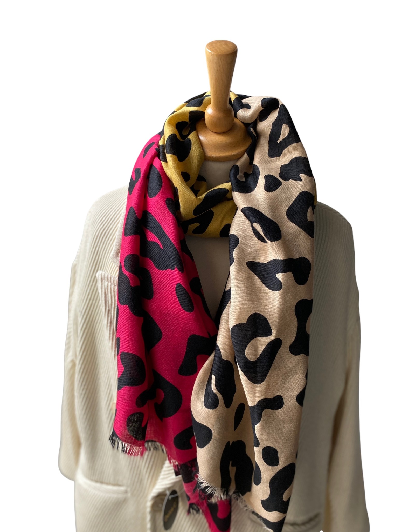 Premium Classic Leopard Animal Print Fashion Scarf, Fuchsia at