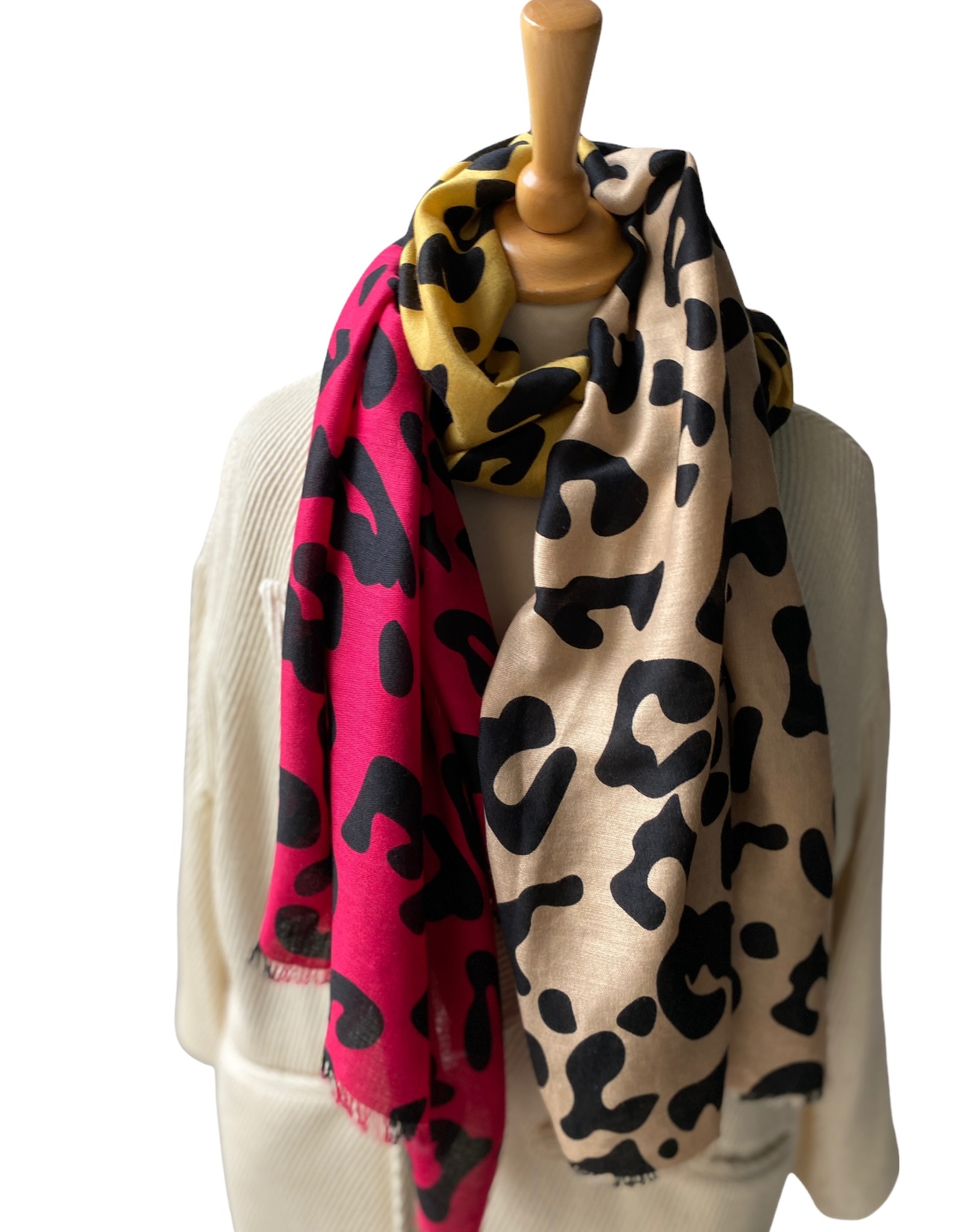 Premium Classic Leopard Animal Print Fashion Scarf, Fuchsia at