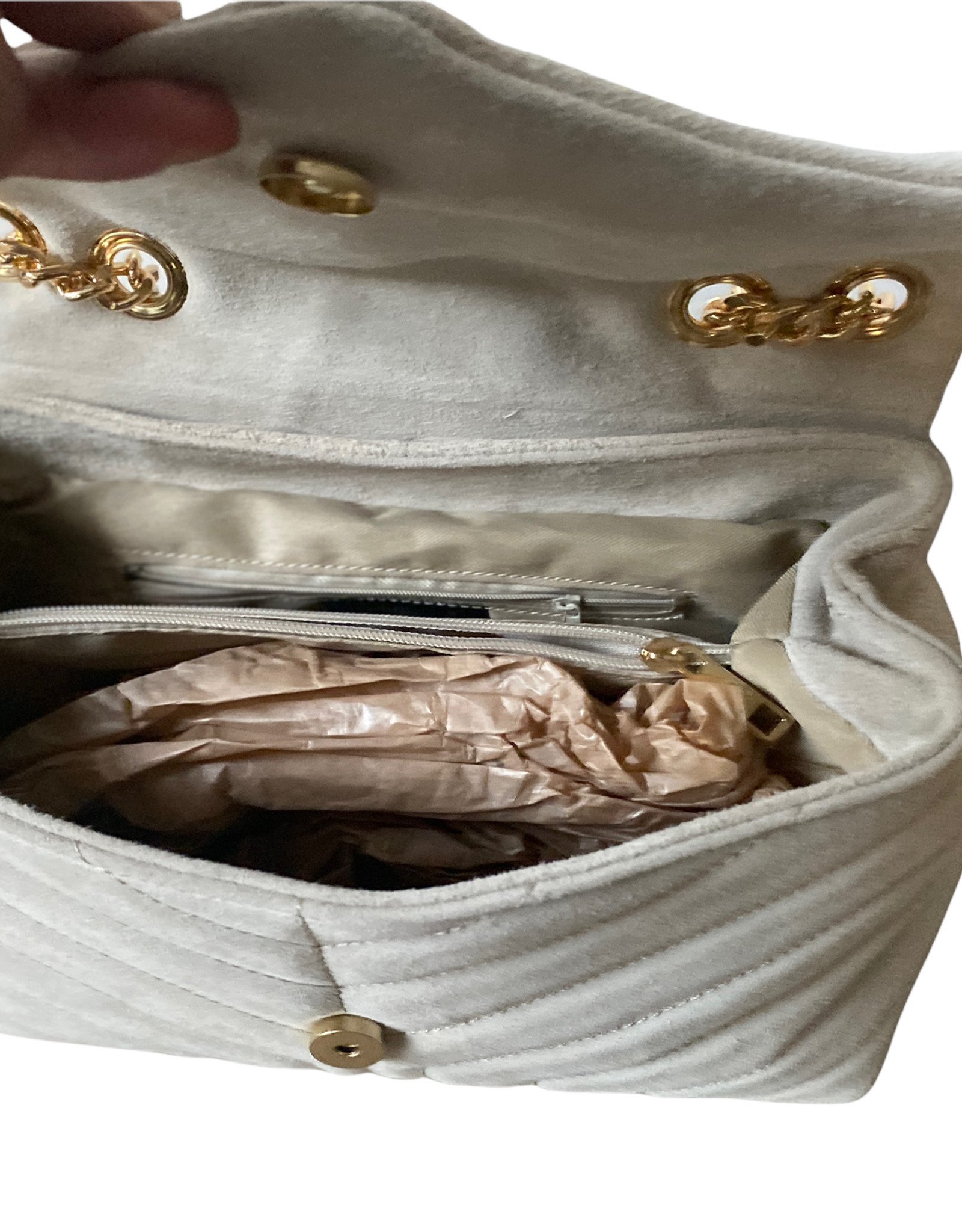 Buckskin bag beige with chain belt