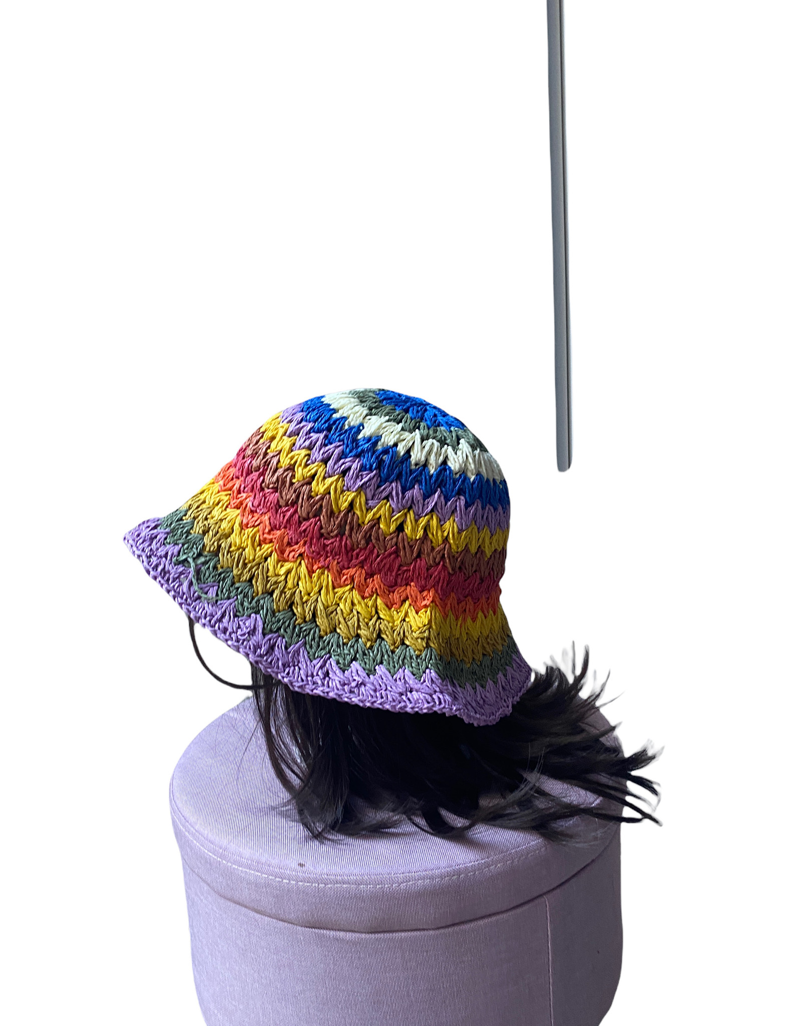 Crochet raffia buckethat, several colors